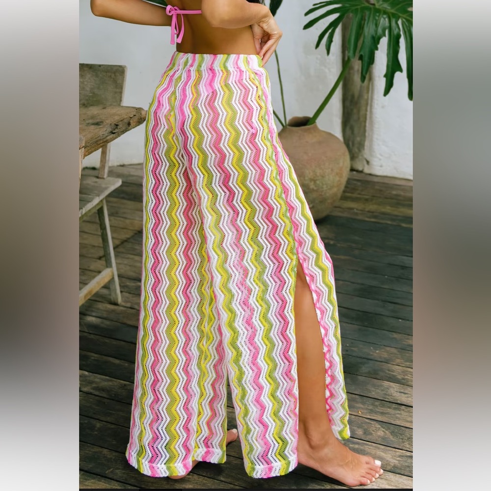 Chevron Drawstring Cover-Up Pants